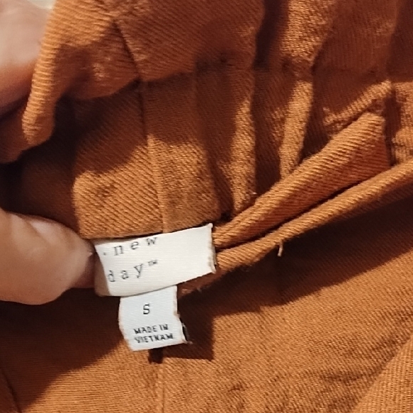 A New Day Lime New Women's Brown Tie-Waist Pants Size Small, Elastic Waist. - Picture 2 of 11